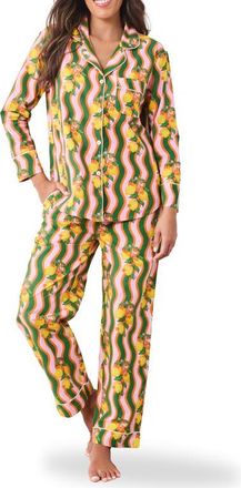 Printfresh Long Sleeve Organic Cotton Pajamas Set in Limoncello at Nordstrom, Size X-Large