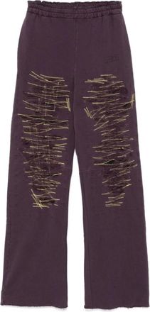 Maison Margiela Wijde Pijpen Broek - Dames - Wijde Broeken - Paars - 2XS - Katoen - Broeken