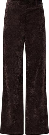 Liu Jo Straight Velluto Broeken - Dames - Wijde Broeken - Bruin - L - Polyester - Broeken
