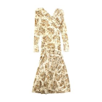 Ganni Midi Dresses, female, Beige, Size: M Midi Dress