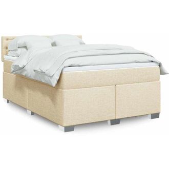vidaXL Cama Box Spring Con Colch&oacute;n Tela Color Crema 140x190 Cm Vidaxl