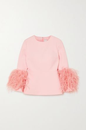 Huishan Zhang Lola Oberteil Aus Cr&ecirc;pe Mit Federn - Pink