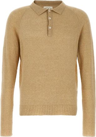 Maryya Boucl&eacute; Katoenen Poloshirt - Heren - V-hals truien - Beige - 2XL - Katoen - Truien & Vesten