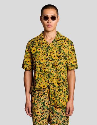 Lyle & Scott Lyle And Scott Mens Floral Graphic Resort Shirt - Yellow - Size: Regular/36