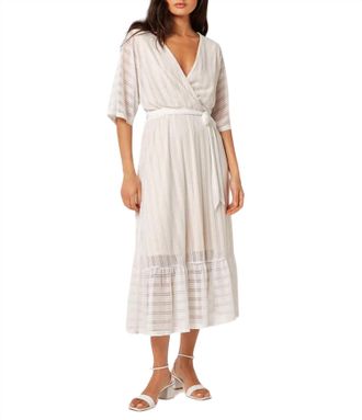 Apricot Lurex Mesh Kimono Maxi Dress In Cream