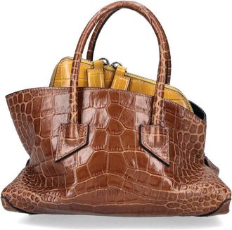 The Attico Structured Handbag with Glossy Crocodile-Embossed Texture
