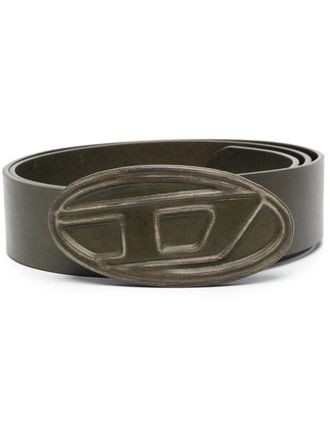 Diesel 1DR logo-buckle leather belt - men - Calf Leather - 100 - Green