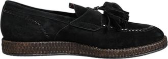 Dolce & Gabbana Mens Tassel Suede Loafers - Black - Size EU 44