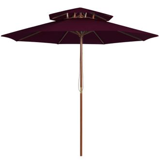 vidaXL Sombrilla De Dos Pisos Con Palo De Madera Rojo Burdeos 270 Cm Vidaxl
