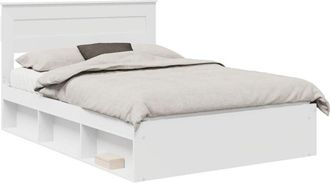 vidaXL Bed Frame with Headboard White 140 x 200 cm Solid Pine Wood vidaXL