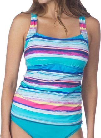 24th & Ocean Criss Cross Tankini Top In 24O Samba Stripe