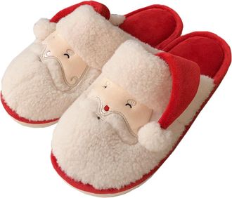 Generic UK 4 Christmas Fluffy Slippers for Women Men Slip on House Slippers Lightweight Casual House Shoes Breathable Ladies Mule Slipper Fluffy Warm Home Sli