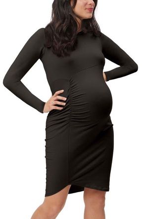 Stowaway Collection Uptown Long Sleeve Maternity Dress in Black at Nordstrom, Size X-Large