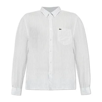 Lacoste Casual Shirts, male, Blue, Size: 3XL Regular Fit Striped Linen Shirt