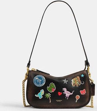 Coach Rexy 10 Th Birthday Waverly Bag In Loved Leather With Sticker Print