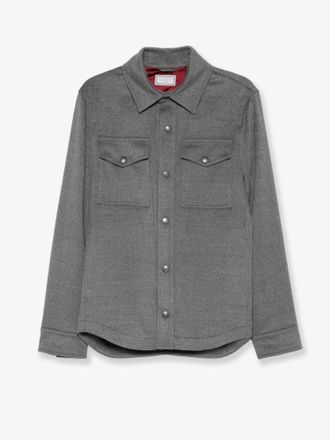 Brunello Cucinelli Camicia Outerwear in panno leggero di lana vergine - BRUNELLO CUCINELLI - gender_Man