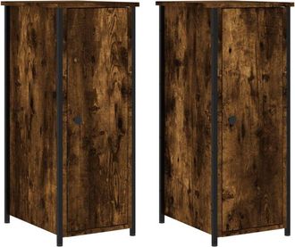 vidaXL Vidaxl - Mesitas noche 2 uds madera ingeniería roble ahumado 32x42x80 cm