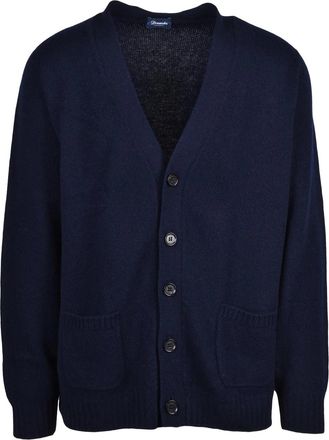 Drumohr Deep Navy Wool V-Neck Cardigan
