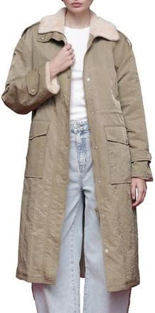 Avec Les Filles Faux Fur Trim Water Resistant Anorak in Stone at Nordstrom Rack, Size Xx-Large