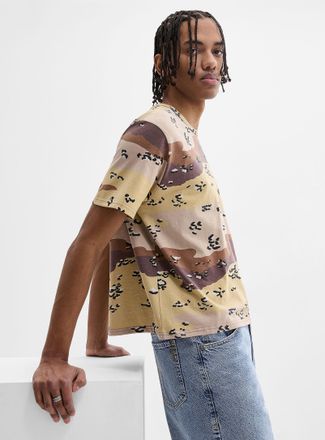 Djab Mens Desert camo cropped T-shirt Imported from Seoul