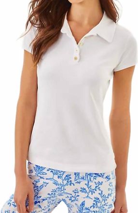 Lilly Pulitzer Frida Scallop Long Sleeve Polo Upf 50 Top In White