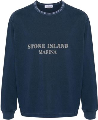 Stone Island logo-print cotton sweatshirt - men - Cotton - L - Blue