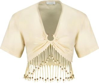 Paco Rabanne Tee T-shirt - Dames - T-shirts - Beige - L - Katoen - Tops