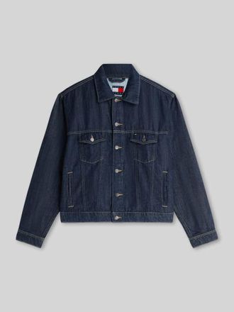 Tommy Jeans Regular Fit Jeansjacke aus Baumwoll-Leinen-Mix in Dunkelblau, Gr&ouml;&szlig;e XXL