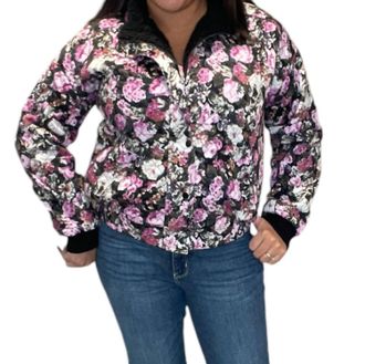 Saltwater Luxe Quilted Floral Snap Front Bomber Jacket In Multi Color