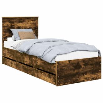 vidaXL Estructura De Cama Roble Ahumado 75 X 190 Cm Madera Ingenieril Vidaxl