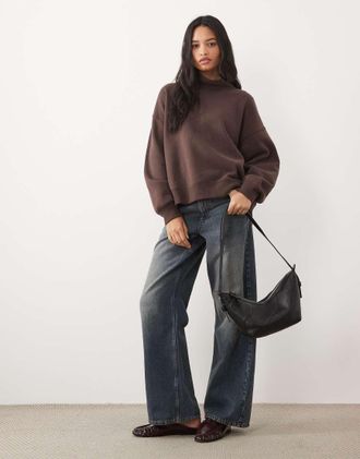 Abercrombie & Fitch felpa con collo alto marrone