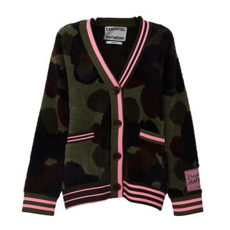 Essentiel Kamoo Camouflage Pattern V-Neck Cardigan