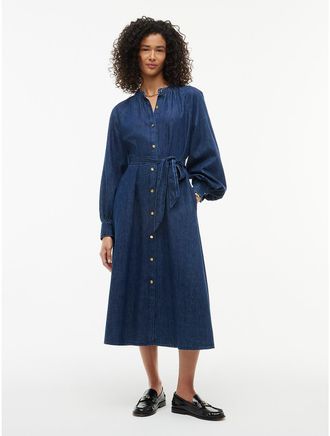 Tommy Hilfiger Womens Belted Denim Midi Dress - Indigo Wash - XS