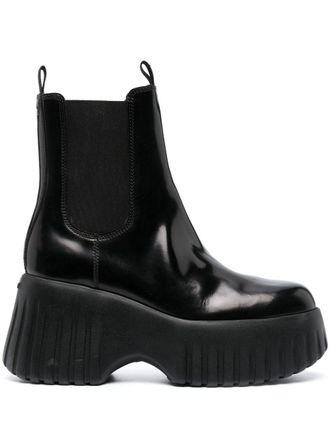 Hogan H-stripes wedge chelsea boots - Black
