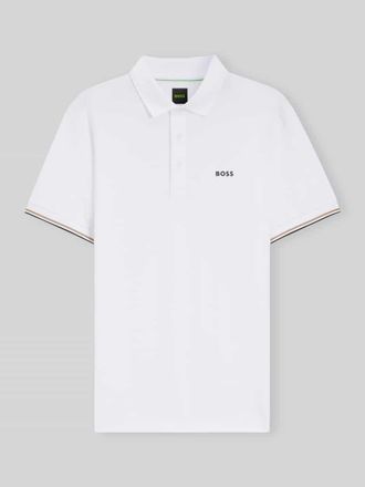 HUGO BOSS Slim Fit Poloshirt mit Tennisball-Pr&auml;gung Modell PL_TOC GAME1 in Weiss, Gr&ouml;&szlig;e XXL