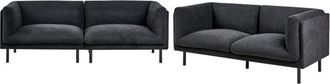 Beliani 3+2 Seater Sofa Set Upholstered Polyester Fabric Metal Black Legs Living Room Furniture Black Vorgod