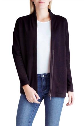 Kensie Zipper Front Fleece Jacket In Black