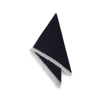 Ganni Bufanda de lana con encaje - Accessories - Mujer - Azul - ONE SIZE