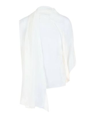 Ferragamo Womens Asymmetrical Shawl Blouse In White