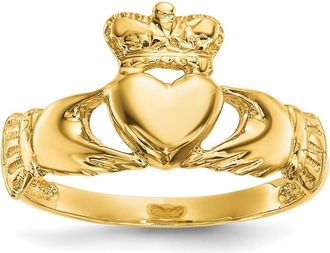Diamond2Deal 14k Yellow Gold Polished Claddagh Ring
