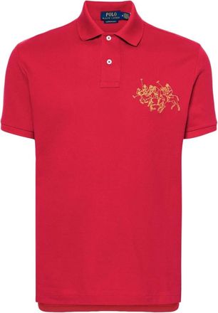 Polo Ralph Lauren Casual Polo Shirt met Korte Mouwen - Heren - Polos - Rood - 2XL - Katoen - Tops