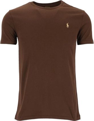 Polo Ralph Lauren T-shirt met pony-borduring - Heren - T-shirts - Bruin - M - Katoen - Tops