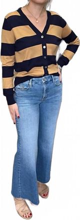 JUMPER 1234 Slinky Stripe Cardigan In Navy Coyote