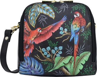 Anuschka Womens hand Painted Genuine Leather Zip Around Travel Organizer - Rainforest Beauties
