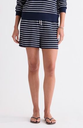 Vineyard Vines Pull-On Terry Shorts in Bay Stripe Navy at Nordstrom, Size Small