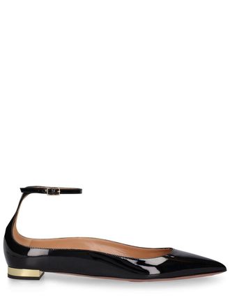 Aquazzura Aquazzura | Mujer Zapatos Planos Love Affair De Charol 10mm Negro 37.5