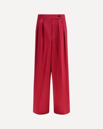 Dries Van Noten Pantaloni wide pleated in cotone e acetato con finitura washed Woman 38