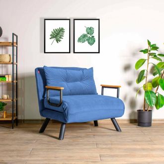 Dmora Butaca Keoni, Reclinable Con Reposabrazos, Soporta 100 Kg, 60x78x78h Cm Azul