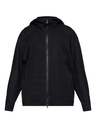 Homme Pliss&eacute; Issey Miyake Wickerwork hooded jacket - Black