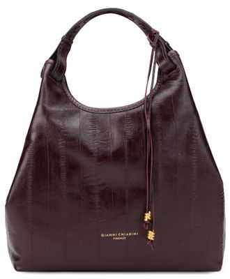 Gianni Chiarini Womens Hobo Bag Antique Ruby Calfskin Handbags Hand